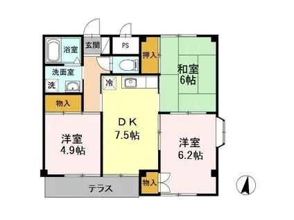 サンライズいわざき(3DK/1階)の間取り写真