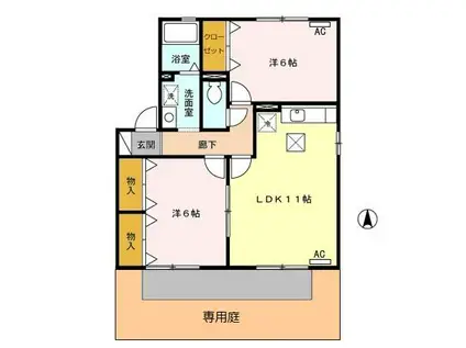 K・ブルームB(2LDK/1階)の間取り写真