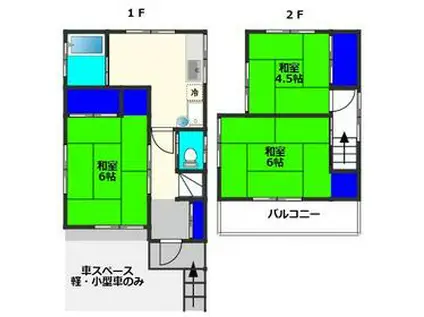 京成電鉄松戸線 三咲駅 徒歩20分 2階建 築51年(3DK)の間取り写真