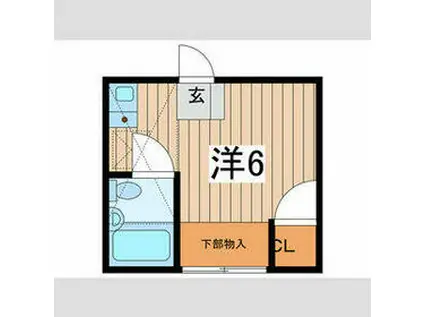 エルム南林間(ワンルーム/2階)の間取り写真