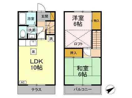 アーバンクレストⅢB(2LDK/1階)の間取り写真