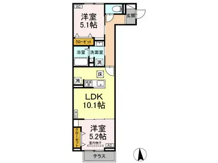 セレスティア高島平Ⅲ(2LDK/1階)の間取り写真