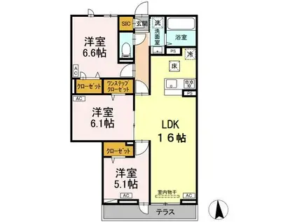 セレスティア高島平Ⅲ(3LDK/1階)の間取り写真