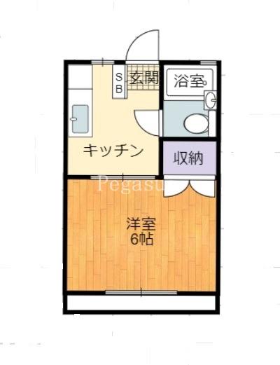 コスモハイツ山崎町(1K/1階)の間取り写真