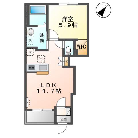 木更津市高柳字下花立アパート(1LDK/1階)の間取り写真