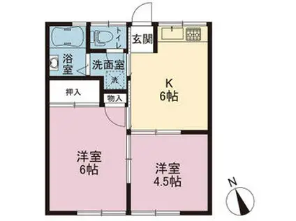 ハイム青木(2DK/2階)の間取り写真