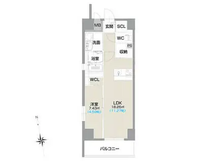 フォルティス今池&初回保証料&火災保険料1年分負担(1LDK/6階)の間取り写真