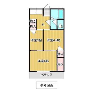 クレッシェンド(3K/2階)の間取り写真
