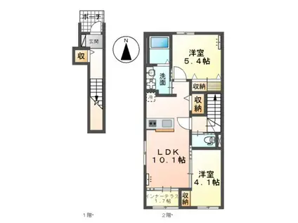 ひたちなか市大字稲田字田向 アパート(2LDK/2階)の間取り写真