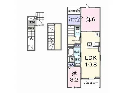 クレッシェンド石ケ瀬(2LDK/3階)の間取り写真