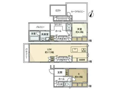 東京都三田線 白山駅(東京) 徒歩4分 3階建 築7年(1SLDK)の間取り写真