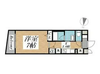 クリオ ラモード学芸大学Ⅱ(1K/2階)の間取り写真