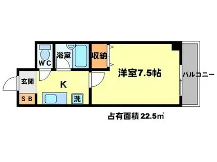 ハートランドウエスト(1K/7階)の間取り写真