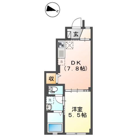 神明2丁目アパート工事(1DK/1階)の間取り写真