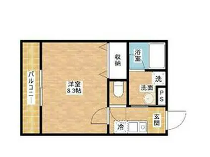 YZハタゴ(1K/1階)の間取り写真