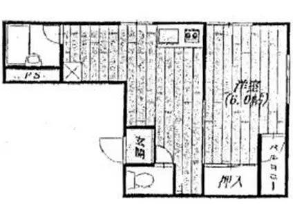 ラインビル港町(1DK/2階)の間取り写真