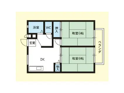 コーポ不二(2DK/1階)の間取り写真