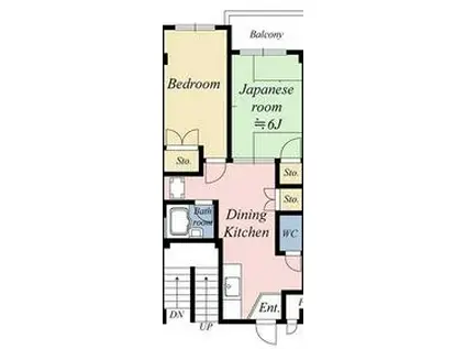 ルピナスガーデン戸ヶ崎(2DK/2階)の間取り写真