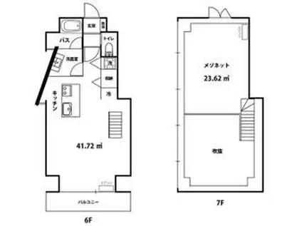 TERZO(1LDK/6階)の間取り写真