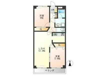 ネオ・ニシキ(2LDK/7階)の間取り写真