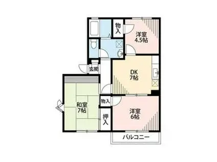 エスティーヌ津田沼Ⅱ(3DK/2階)の間取り写真