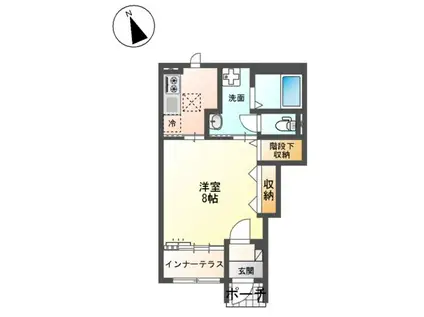 岐阜市長良G様Ⅱ期アパート(1K/1階)の間取り写真