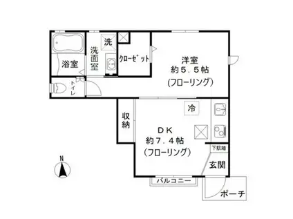 LUCE 1(1DK/1階)の間取り写真