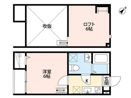 LANDSHIP(1K/2階)の間取り写真