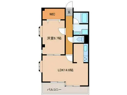 メゾンクワルト(1LDK/2階)の間取り写真