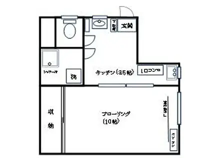 フジビル(1DK/4階)の間取り写真