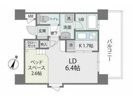 アクタス薬院Ⅲ(1K/14階)の間取り写真