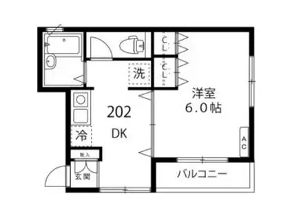 アロッジオ大森南(1DK/2階)の間取り写真