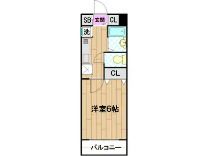 クレスト相模原(1K/4階)の間取り写真