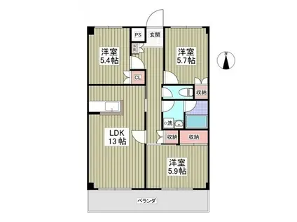 カーサ・ガレリアⅠ(3LDK/3階)の間取り写真