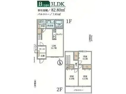 セレニティ(3LDK/1階)の間取り写真