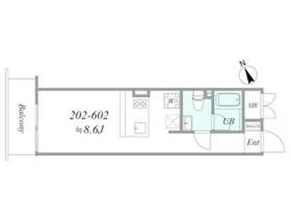THE TRIAS KASHIWA(1K/2階)の間取り写真