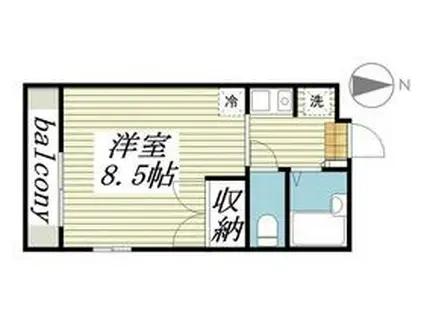 カシキレジデンスⅡ(ワンルーム/2階)の間取り写真