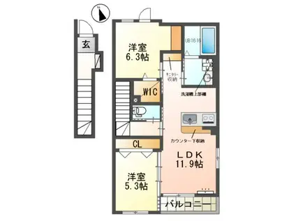 カトレア(2LDK/2階)の間取り写真