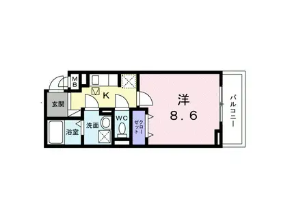 ヒカルサ京都大宮中林イースト(1K/3階)の間取り写真