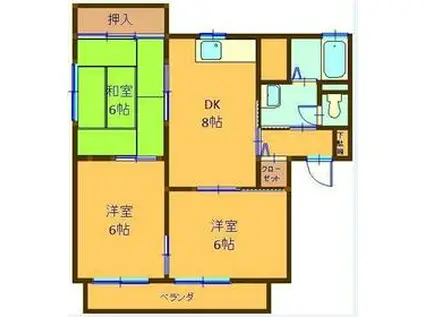 ピーチピットA(3DK/2階)の間取り写真