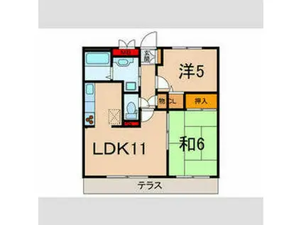 フィールドコートA(2LDK/1階)の間取り写真