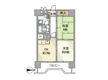 北品川サンハイツ(2DK/7階)の間取り写真