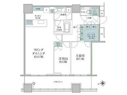 WORLD TOWER RESIDENCE(2LDK/30階)の間取り写真