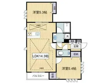 リンジュドゥプリム(2LDK)の間取り写真