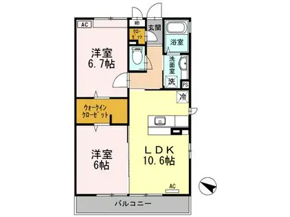 メゾン さくら けやき さくら(2LDK/2階)の間取り写真