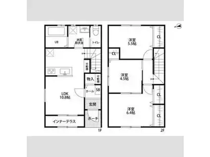 リーブルファイン黒野(3LDK/1階)の間取り写真