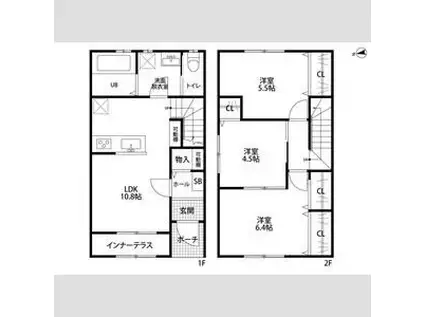 リーブルファイン黒野(3LDK/1階)の間取り写真