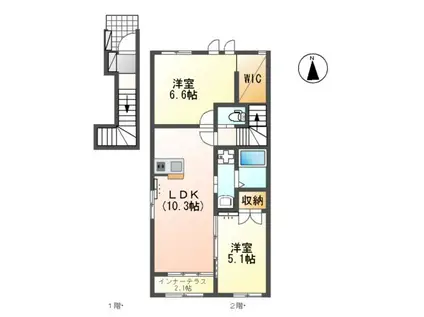 メゾン北原 Ⅱ(2LDK/2階)の間取り写真