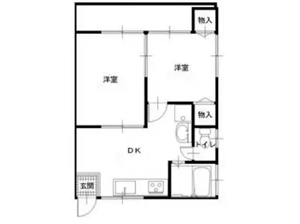 アンエトワール(2DK/2階)の間取り写真