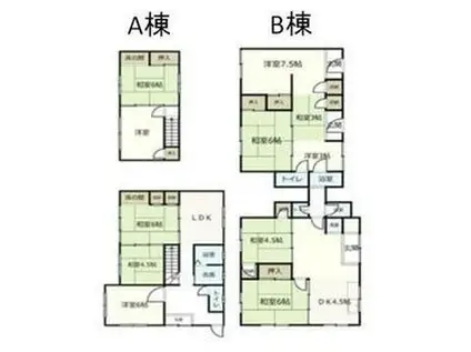 名鉄竹鼻・羽島線 不破一色駅 徒歩2分 2階建 築49年(11LDK)の間取り写真